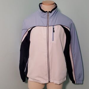 Aspire, size  large summer jacket,  net lined,  blue/white. Great spring jacket.